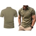 thumbnail image 4 of Biekopu Men's Summer Quarter Zip T-shirt, Solid Color Short Sleeve Lapel Loose Tops Casual Sports Shirt, 4 of 5