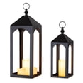 thumbnail image 6 of Nuptio Tall Black Lanterns Decorative Indoor for Pillar Candle Holder , Indoor Outdoor Lanterns for Porch & Patio ,17" & 23" Set of 2 ,No Glass M+L, 6 of 10