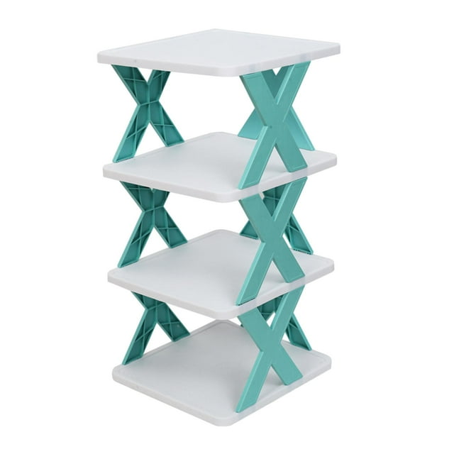 GROWTH TANK Foldable Shoe Rack Flower Pot Holder Vertical Multi Tiers Shoe Storage Organizer Blue 4Layer 50cm