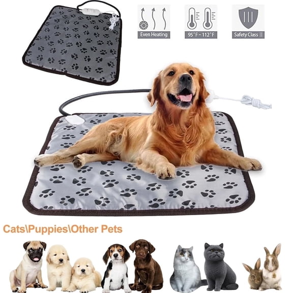 Waterproof Pet Heating Pat Bed for Dogs & Cats, Durable Anti-Bite Tube, Temperature Adjustable,19.7"x27.6" Waterproof Pet Heating Pad Mat for Dogs