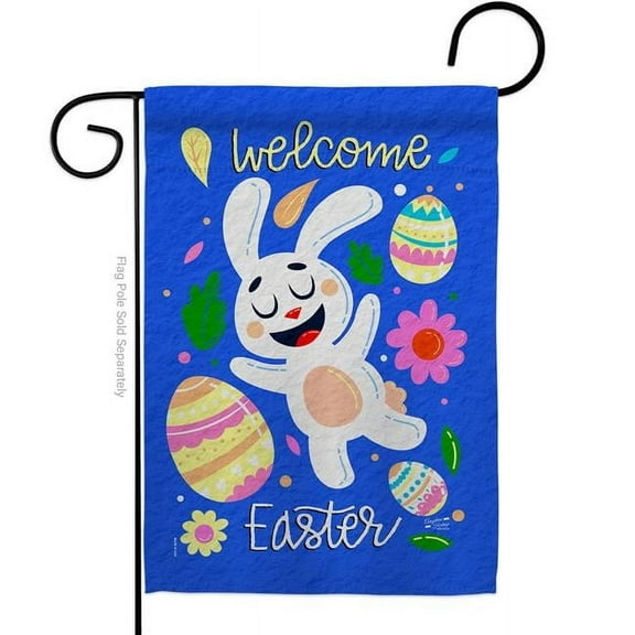 Angeleno Heritage G130319-BO Fuuny Easter Bunny Springtime Double-Sided Decorative Garden Flag, Multi Color