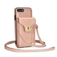 thumbnail image 4 of Dteck for iPhone 7 Plus / 8 Plus Zipper Pocket Case, Flip PU Leather Wallet Crossbody Shoulder Strap Lanyard Case with Credit Card Holder Women RFID Blocking Protective Purse Cover, rosegold, 4 of 7