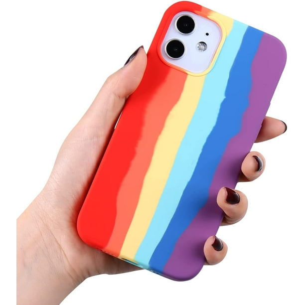 Cute Rainbow Case Compatible With Iphone Colorful Liquid Silicone Full Body Shockproof Protective Cover For Women And Girls Iphone 7plus 8plus Red Walmart Com