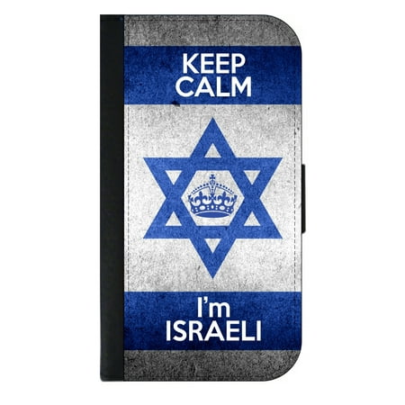 Keep Calm I'm Israeli - Wallet Style Cell Phone Case with 2 Card Slots and a Flip Cover Compatible with the Apple iPhone 6 Plus and 6s Plus (Best Cell Phone Rental Israel)