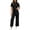 Black, variant on cfhntfmh Womens Set Two Piece Summer Spring Vacation Clothes Short Sleeve Round Neck Top Wide Leg Drawstring Pants with Pockets