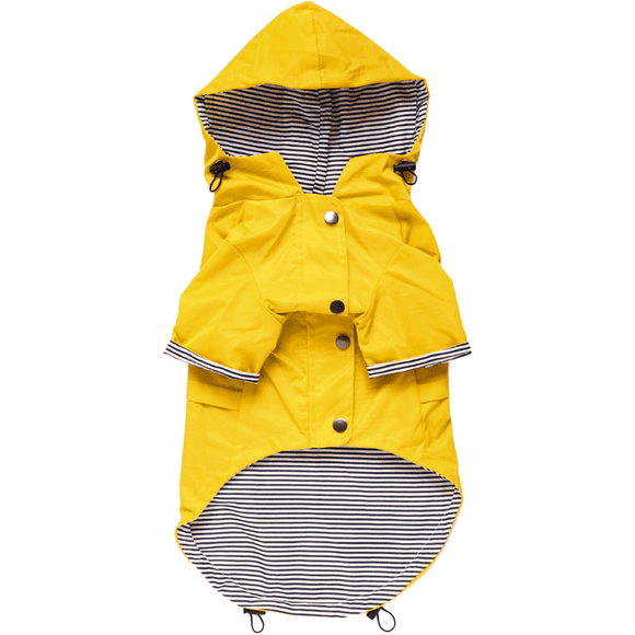 Dog Zip Up Dog Raincoat with Reflective Buttons, Rain/Water , Adjustable Drawstring, Removable Hood