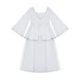 thumbnail image 5 of Aislor Kids Girls Long Sleeve Mesh Dress Evening Pageant Wedding Party Dress Ball Gown White 4, 5 of 6