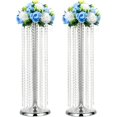 thumbnail image 1 of 2Pcs 35.43in Tall Metal Wedding Centerpieces with Chandelier Acrylic Crystals Flower Stand, Elegant Wedding Centerpiece Decoration Leads Road Stands for Wedding Party Dinner Event Hotel Home Décor, 1 of 8