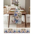 thumbnail image 3 of Pink Purple Roses Table Runner 108 Inches, Vintage Spring Botanical Wooden Bed Runner Dresser Scarves Tabletop for Indoor Outdoor Parties/Ceremony/Banquet, 13"x 108", 3 of 8