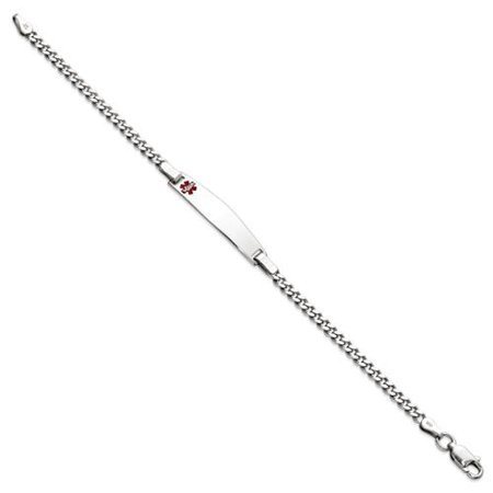 Sterling Silver Engravable 6in Children's Medical ID Bracelet w/ Curb Link