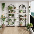 thumbnail image 2 of 5-Tier Arched Bookshelf, 71 Inch Tall, Modern Open Bookcase with Metal Frame – Freestanding Display Rack, Plant Stand for Living Room, Bedroom, Home Office – Set of 2 – Multi-Box Shipment, 2 of 7