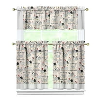 Kitchen Curtains 36 Inch Short - 3 Panel Set with Cute Farmhouse Egg & Chicken Print, Rod Pocket Window Curtain, 100% Polyester for Rustic Coop, Farm Kitchen, Easy Wash