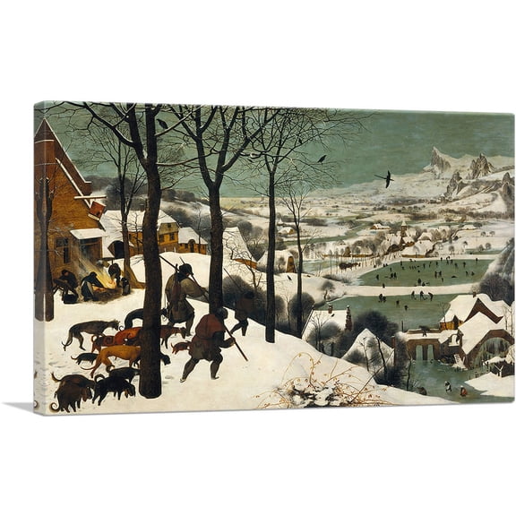 ARTCANVAS Hunters in the Snow 1565 Canvas Art Print by Pieter Bruegel the Elder - Size: 26" x 18" (0.75" Deep)