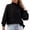 Black, variant on Long Sleeve Shirts for Women Solid Ruffle Hem Mock Neck Puff Sleeve Blouse Top White Shirt L