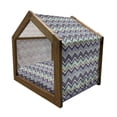 thumbnail image 2 of Ikat Pet House, Ornamental Chevron Pattern with Retro Design Elements, Outdoor & Indoor Portable Dog Kennel with Pillow and Cover, 5 Sizes, Pale Blue Purple, by Ambesonne, 2 of 5
