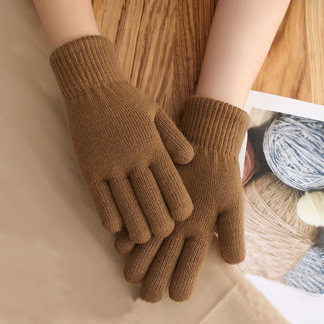 Gants Chauds Tricotés à Double Épaisseur Simples pour Femmes, Automne et Hiver