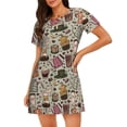 thumbnail image 1 of Disketp Coffee pots cup para Camisón Corto de Manga Corta para Mujeres, Camisón Cómodo con Escote Redondo, Bonito y Confortable, 1 of 6