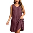 thumbnail image 2 of XiYing Robes pour Femmes, Robe Sans Manches à Col en V Longueur Genou pour Femmes Grande Taille, Couleur Unie, Design Estival Décontracté, Tissu Doux et Extensible, Coupe Confortable,, 2 of 9