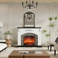 thumbnail image 5 of BOSHIRO 44 Inch Electric Fireplace with Mantel, Stacked Stone Surround, Farmhouse Fireplace Heater, Modern Living Room TV Stand Accent Furniture, 23" Red Brick Fireplace Insert with Remote Control, W, 5 of 8