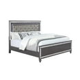 thumbnail image 2 of Modern Glam 3pc King Size Blue LED Upholstery Panel Bed Chest Nightstand Gray Finish Bedroom Furniture, 2 of 7