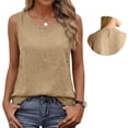 thumbnail image 6 of Cotton Linen Tank Tops for Women Summer Casual Comfy Sleeveless Linen Shirts Loose Lightweight Gauze Cami Khaki XL, 6 of 6
