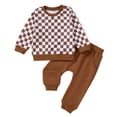 thumbnail image 1 of Infant Baby Girl Clothes Long Sleeve Loose Pullover Sweatshirts Pockets Pants Outfits Fall Winter Spring Gift Brown 0 Months, 1 of 2
