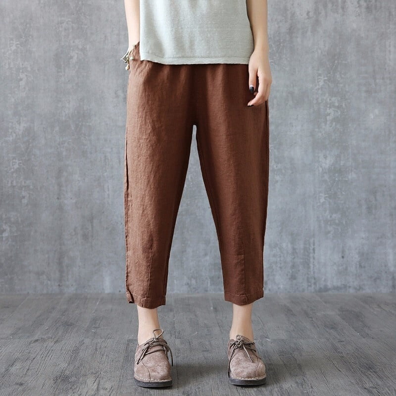 Women's Loose Cotton Linen Pants Spring Summer Turnip Pants | Walmart ...