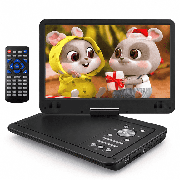 Yoton Portable DVD Player with 10.5" HD Swivel Screen for Car and Kids, Built-in Battery, Earphone/AV-in/AV-Out/USB/SD Card/TV Sync and VCD/MPG/JPEG Formats(Not Support Blu-ray) (Black)