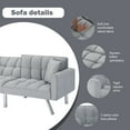 thumbnail image 6 of BSHTI Velvet Futon Sofa Bed 74” Convertible Sleeper – Split-Back 3-Position Adjustable, Solid Wood Frame, 2 Pillows, Easy Assembly, for Living Room Office Guest Room, Gray, 6 of 16