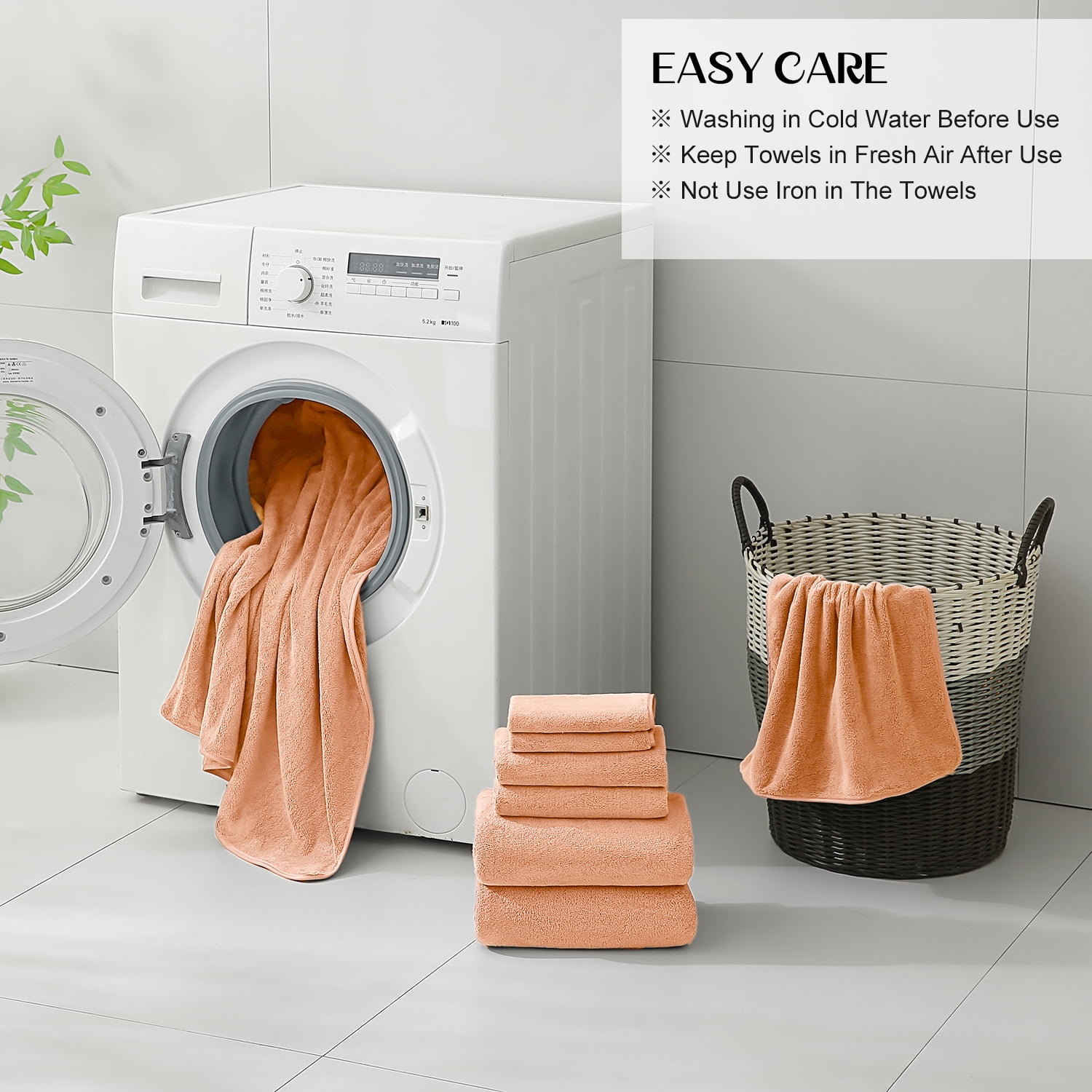 Kebury 18 Piece Family Bath Towels Set - 6 Bath Sheets, 6 Hand Towels & 6 Washcloths - Microfiber Shower Towels with Hanging Loop Absorbent Ultra Soft Towels for Bathroom Spa Gym- Dark Orange