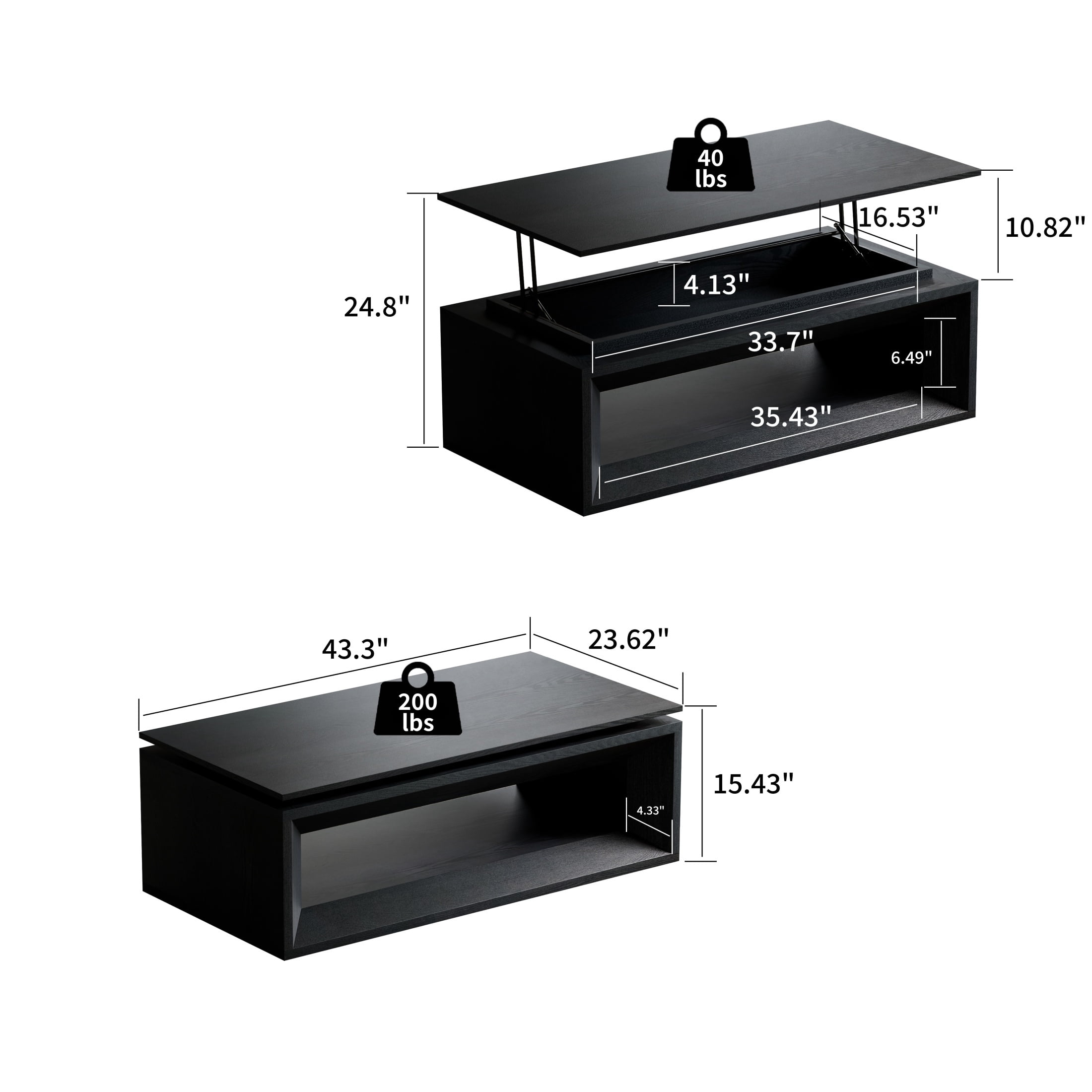 Lift-Top Adjustable Coffee Table with Hidden Storage, Solid Wood Veneered Modern End Table, Accent Cocktail Table