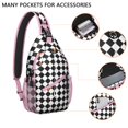 thumbnail image 4 of Colorful Abstract Plaid Sling Backpack for Travel and Outdoor Use, Lightweight Checkered Crossbody Bag with Geometric and Striped Retro Checkerboard Print, 4 of 6