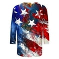 thumbnail image 4 of Lcziwo 4th July Shirts for Women Three Quarter Sleeve Round Neck Shirts Red Blue and White Print Tunic Tees Casual Dressy Summer 2025 Blouses Camouflage,XXL, 4 of 5