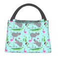 thumbnail image 1 of Easygdp Hippo With Flamingos And Crocodiles Bolsa de Almuerzo Insulada Reutilizable, Bolsa de Mano y Bandolera para Oficina, Trabajo, Viajes, 1 of 6