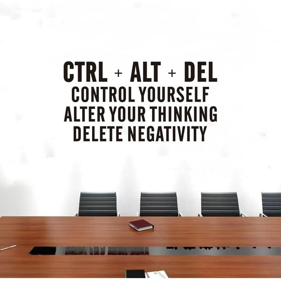 Office Gym Motivational Wall Stickers - Inspirational Quotes Wall Stickers - Office Desk School Class Positive Home Vinyl Art Wall Decor - CTRL+ALT+DEL 28.6"X15"