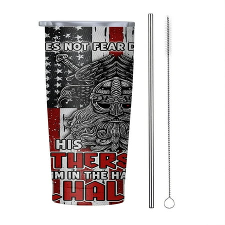 

Viking While His Brothers Await Him In The halls of ualhalla 20oz Tumbler Insulated Stainless Steel Water Bottle Portable Travel Coffee Tea Mug Cup
