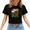 1-Black, variant on UNISHE Women's Groovy Retro Floral Graphic Crop Tops Crew Neck Short Sleeve Tees Trendy Summer Fun Daisy Art Print Shirts
