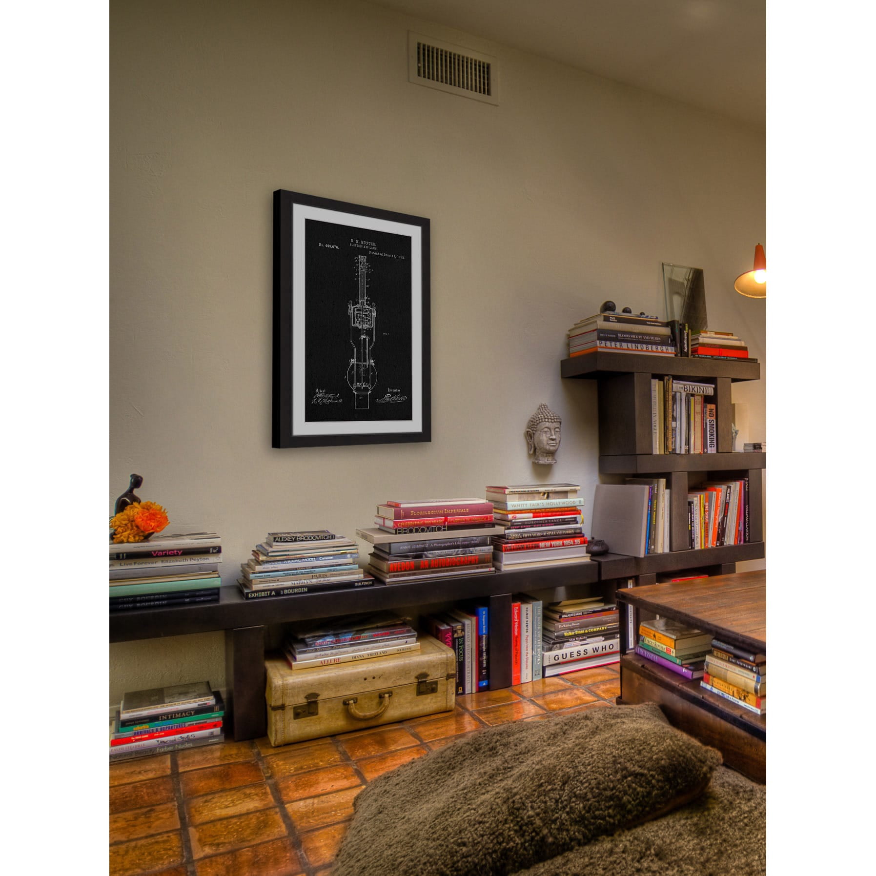 "Arc Lamp 1893 Black Paper" Framed Painting Art Print, 24" x 1.5"