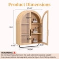 thumbnail image 6 of Ktaxon Arched Bathroom Medicine Cabinet, Wall Mounted Storage Cabinet with Double Glass Doors, Towel Bar & Adjustable Shelf, for Bathroom, Entryway and Kitchen, Oak, 6 of 17