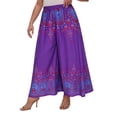 thumbnail image 2 of Beautybatik Purple Women Wide Leg Palazzo Pants Plus Size Hippie Bohemian Flora Printed 1x, 2 of 4