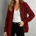 thumbnail image 4 of Women'S Hooded Cardigan Chunky Knit Sweater Fall Winter Style Thick Front Button-Down Coat with Pockets Wine Red XXL, 4 of 5