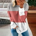thumbnail image 2 of JUUYY Color Block Sweatshirts for Women Trendy Long Sleeve Striped Printed Crew Neck Graphic Shirts Loose Oversized Relaxed Fit Cotton T-Shirt Tops Gray#01 XXL, 2 of 5