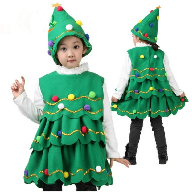 Christmas Costume Children's Christmas Tree Performance Dance Suit Children Christmas Gift Tree Hat Performance Suit