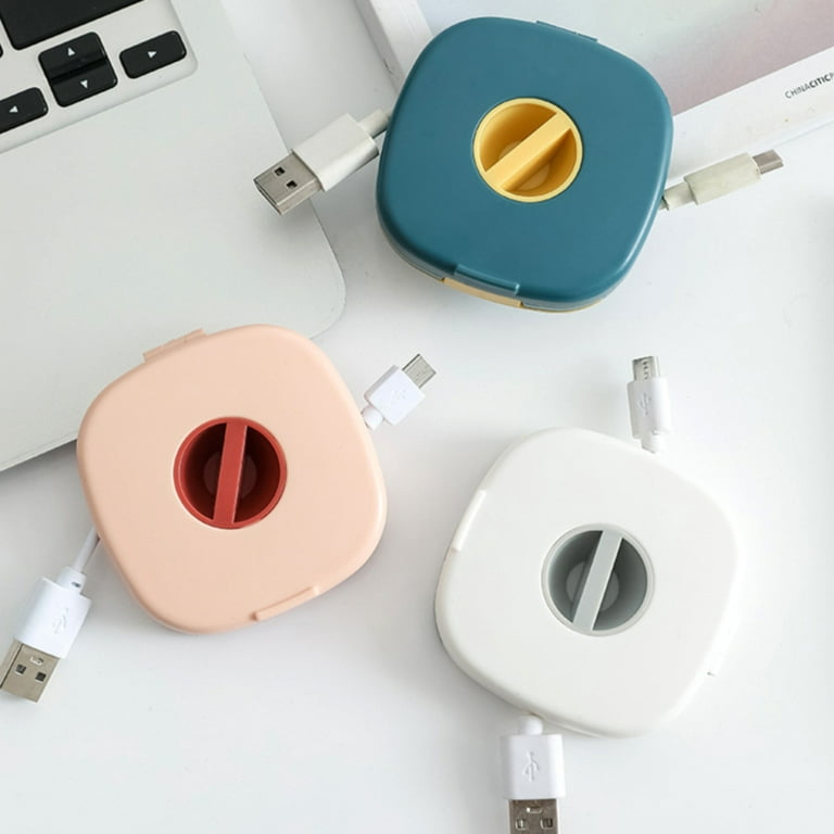 TureClos Cable Organizer USB Cable Winder Holder Charging Cord Reel Square  Shaped Earphone Cord Spool, Yellow 