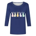 thumbnail image 4 of successthop Easter Outfit for Women Bunny Holiday Loose Party Shirt 3/4 Sleeve Vacation Clothes Festival Tops Blue S, 4 of 5