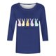 thumbnail image 4 of Tops de Cuello Redondo para las Mujeres Pascua Impresa 3/4 Mangas Blusa, Ligera Imitación Algodón Top Casual, 4 of 5