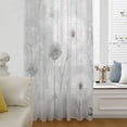 thumbnail image 6 of White Green Dandelion Sheer Curtains 63 Inches Long, Grey Floral Leaves Light Filering Curtains, Breathable Simi Curtain Privacy Drapes for Living Room Bedroom Lightweight Window Treatment, 6 of 9