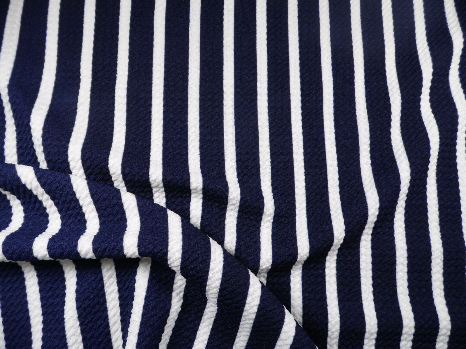 Bullet Printed Liverpool Textured Fabric Stretch Navy White Small