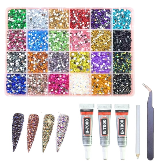 Resin Jelly Beads 2400pcs Multicolor Flat Gemstones DIY Crystal Decoration Kit With Tweezers Pen And Glue For Arts Crafts Home Decor Sparkling Gems