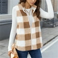 thumbnail image 4 of Dasayo Soft Vest for Women Yellow Winter Fleece Plaid Zip up Comfy Vest Coat for Women XXL, 4 of 9